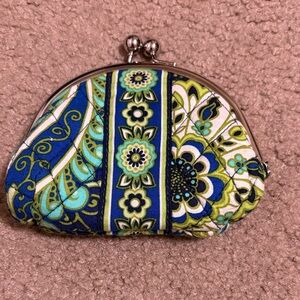 Vera Bradley Blue & Green Floral Kiss-Lock Coin Purse